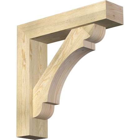 Ekena Millwork Olympic Block Rough Sawn Bracket w/ Offset Brace, Douglas Fir, 6"W x 26"D x 26"H BKT0604X26X26OLY05RDF